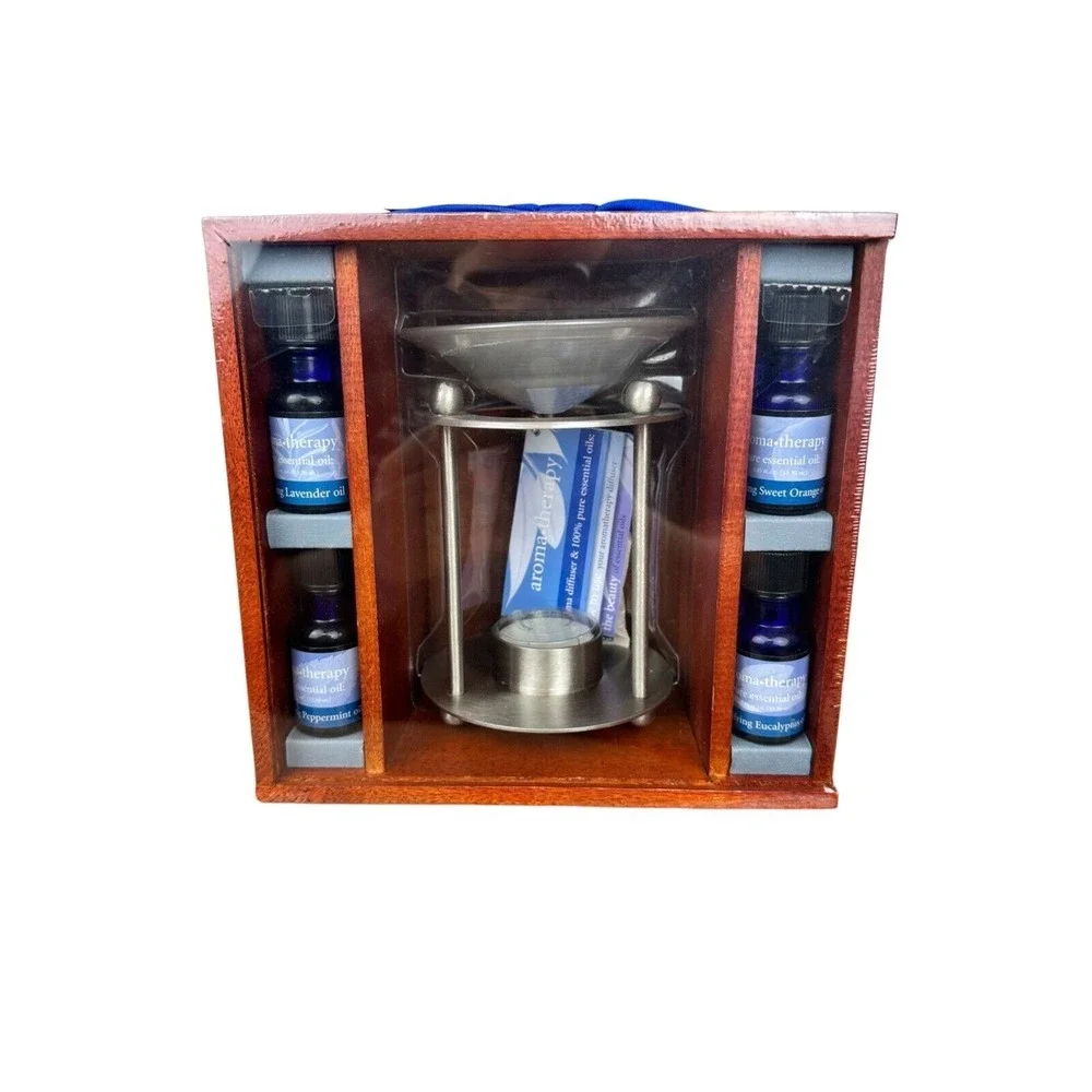 Aromatherapy Diffuser Three Essential 100% Pure Oils Five‎ Tea Light_New Sealed!